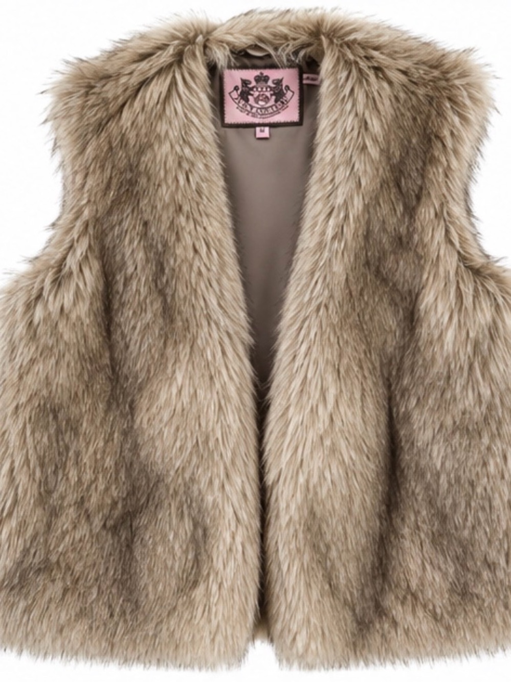 Juicy Couture Faux Fur Vest Taupe Brown Size M